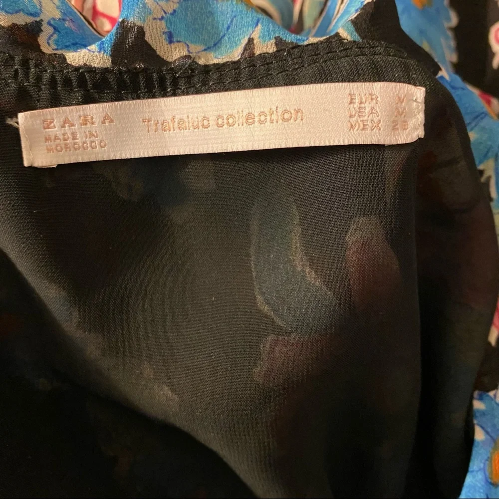 26-ZARA Еrafaluc black floral print dress size medium - Picture 6 of 7